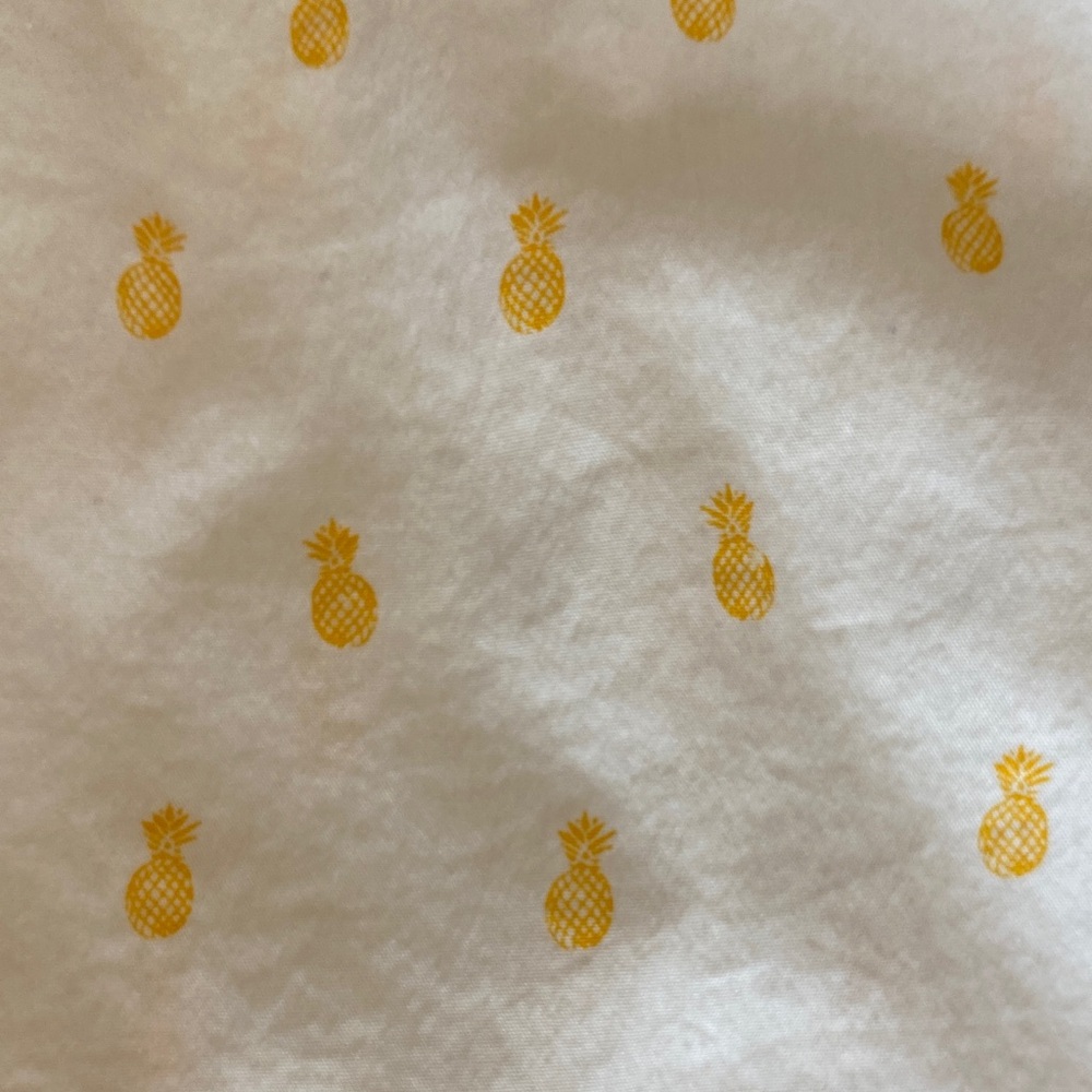 Twik White Yellow Pineapple Print Sleeveless Button Front Shirt Summer P/S - Picture 4 of 15